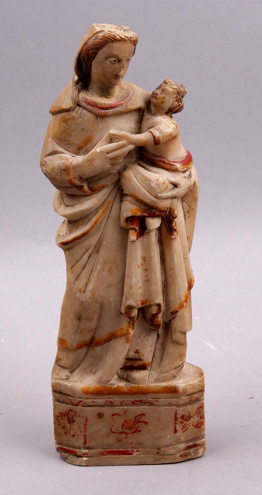 SKULPTUR/FIGURIN, alabaster. 1700/1800-tal.