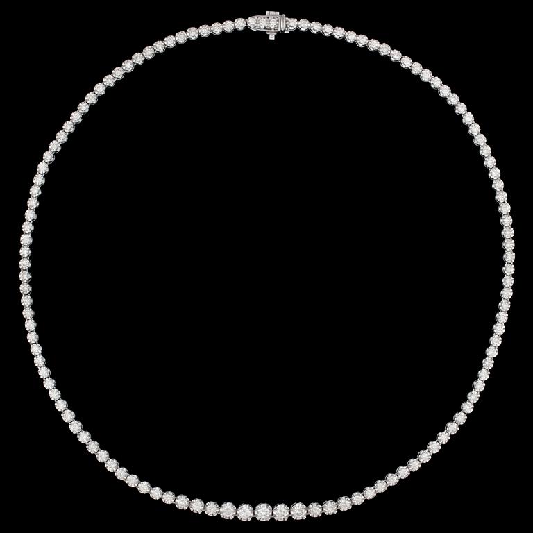 A brilliant cut diamond necklace, tot. app. 5.50 cts.