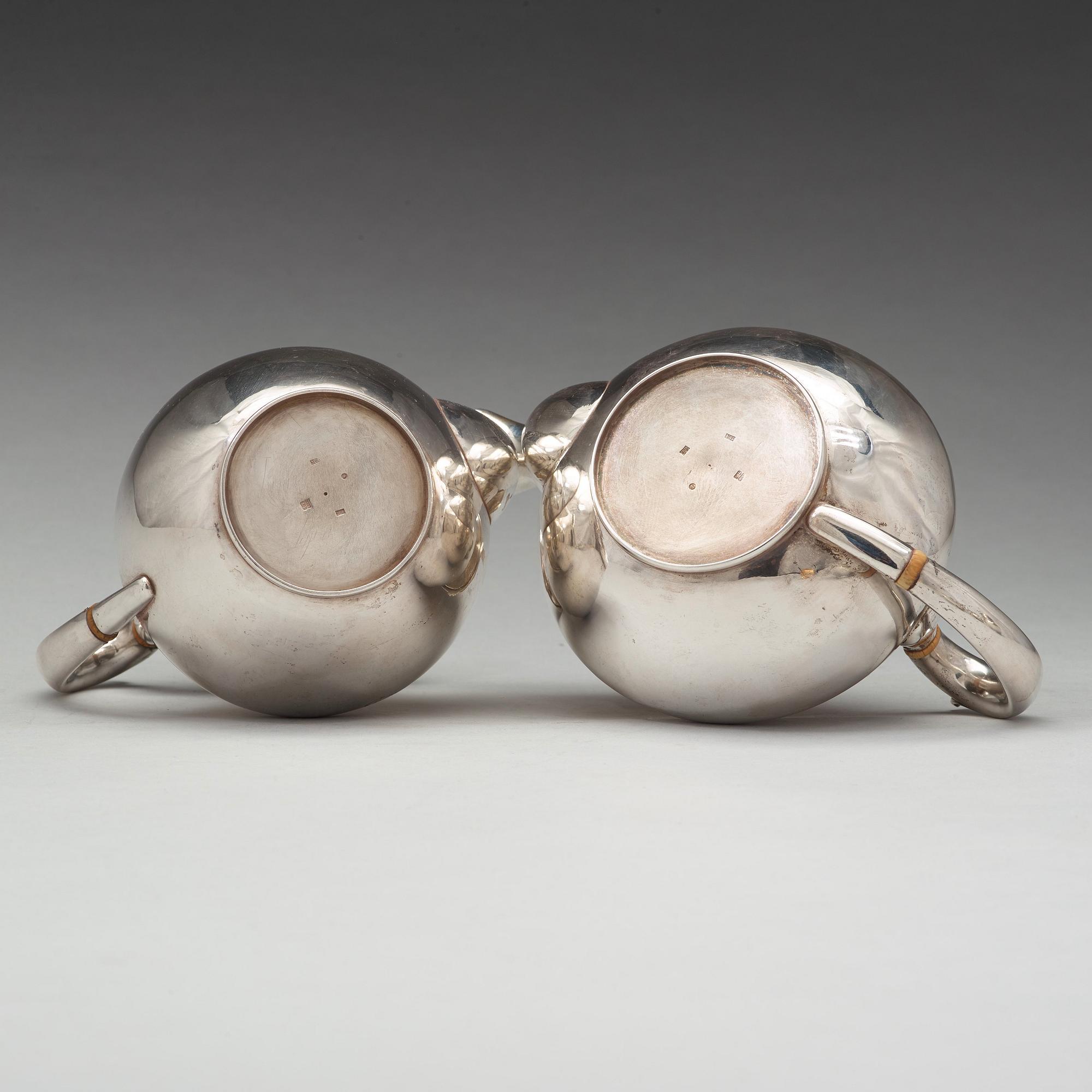 TE- OCH KAFFESERVIS, 5 delar, silver, icke identifierad mästarstämpel FK, S:t Petersburg 1837.