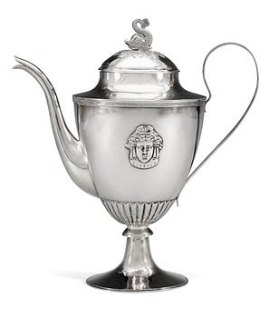 463. A Swedish 19th century silver coffee-pot, marks of Daniel Hallman, Stockholm 1812.
