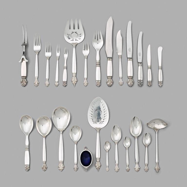 Johan Rohde, a set of 185 pieces of "Acanthus" flatware, Georg Jensen, Copenhagen 1927-44.