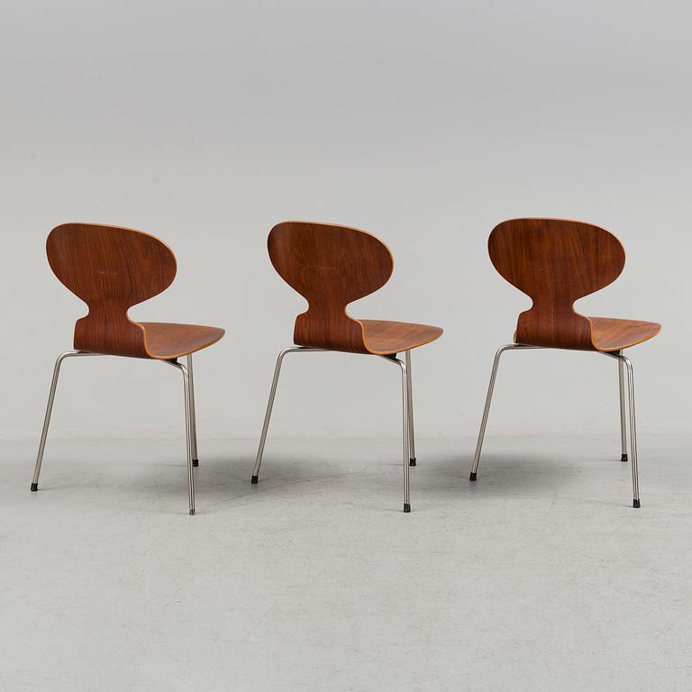 Three 'Myran' teak chairs from Fritz Hansen.