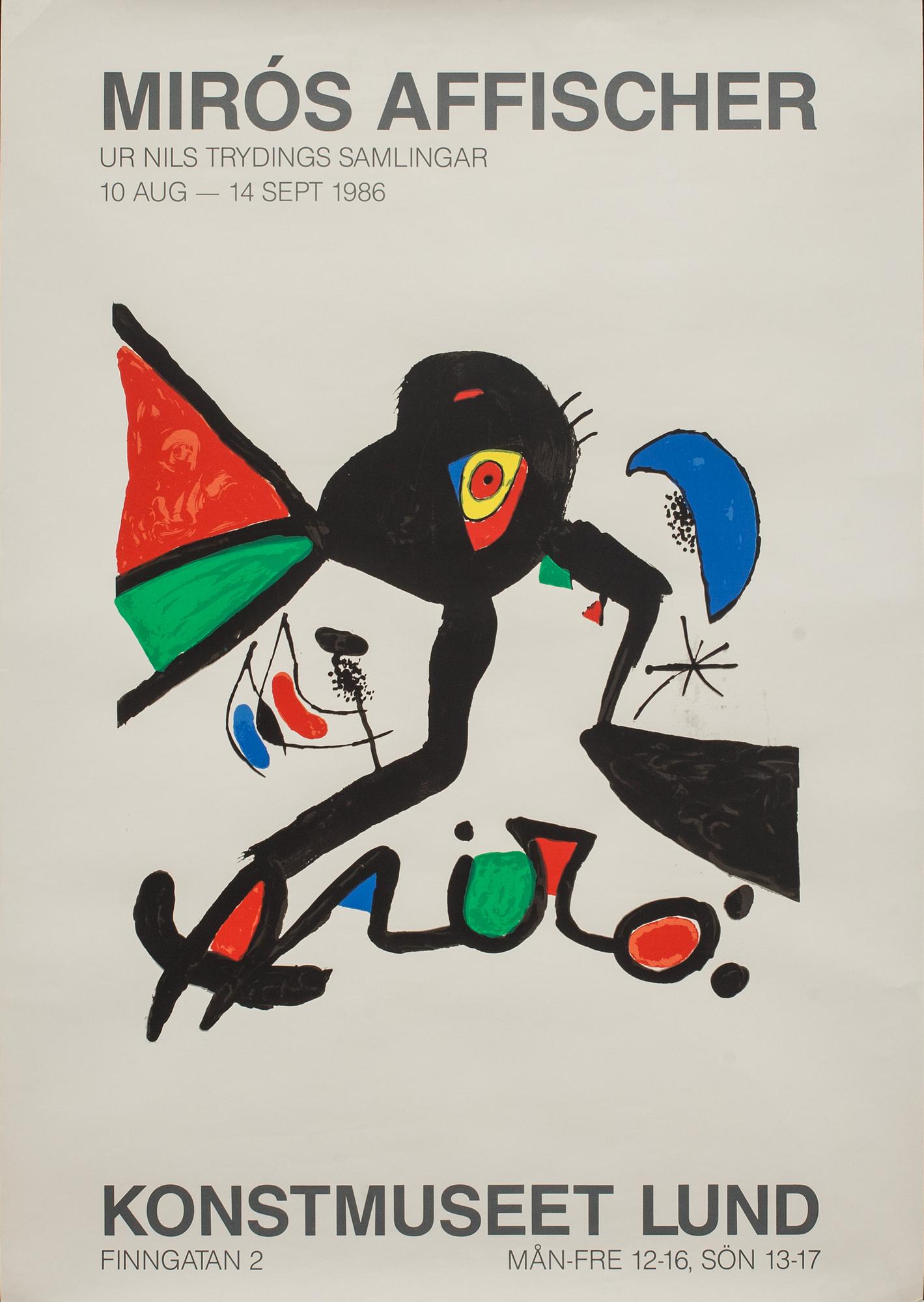 UTSTÄLLNINGSAFFISCH, Mirós Affischer" ur Nils Trydings samlingar Konstmuseet Lund" 1986.