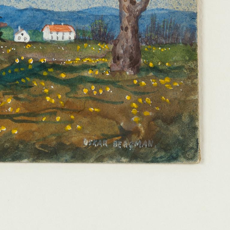 Oskar Bergman, Summer landscape with trees and houses.
