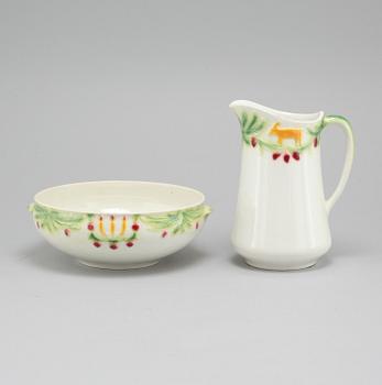 A jug and a bowl in earthenware by Rörstrand, second quarter of the 20th century.