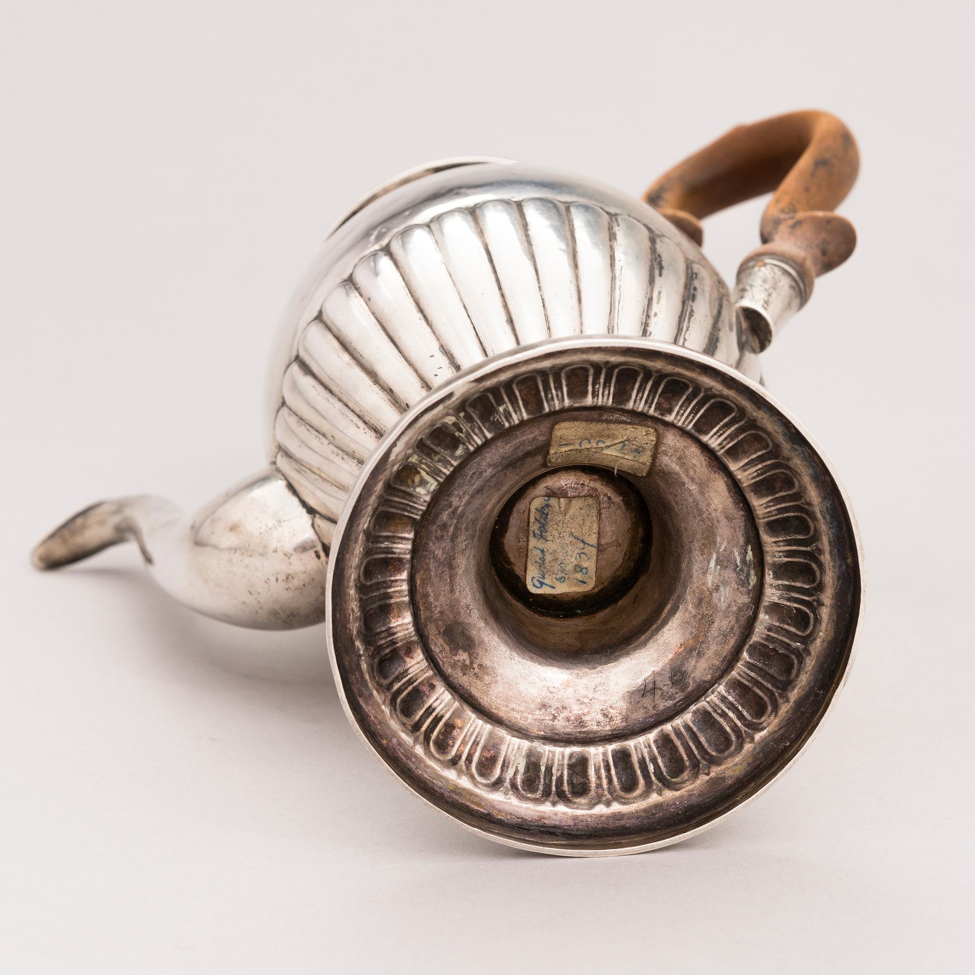 A Swedish Empire Style silver coffee pot, mark of Gustaf Focker, Stockholm, 1834.