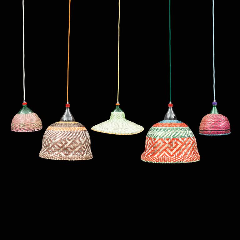 Five ceiling lights, 'PET lamp', Colombia, 2012.