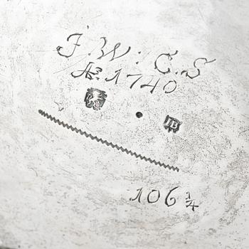 A Swedish late baroque parcel-gilt silver tankard, mark of Jeremias Britt, Kalmar (1736-1742).