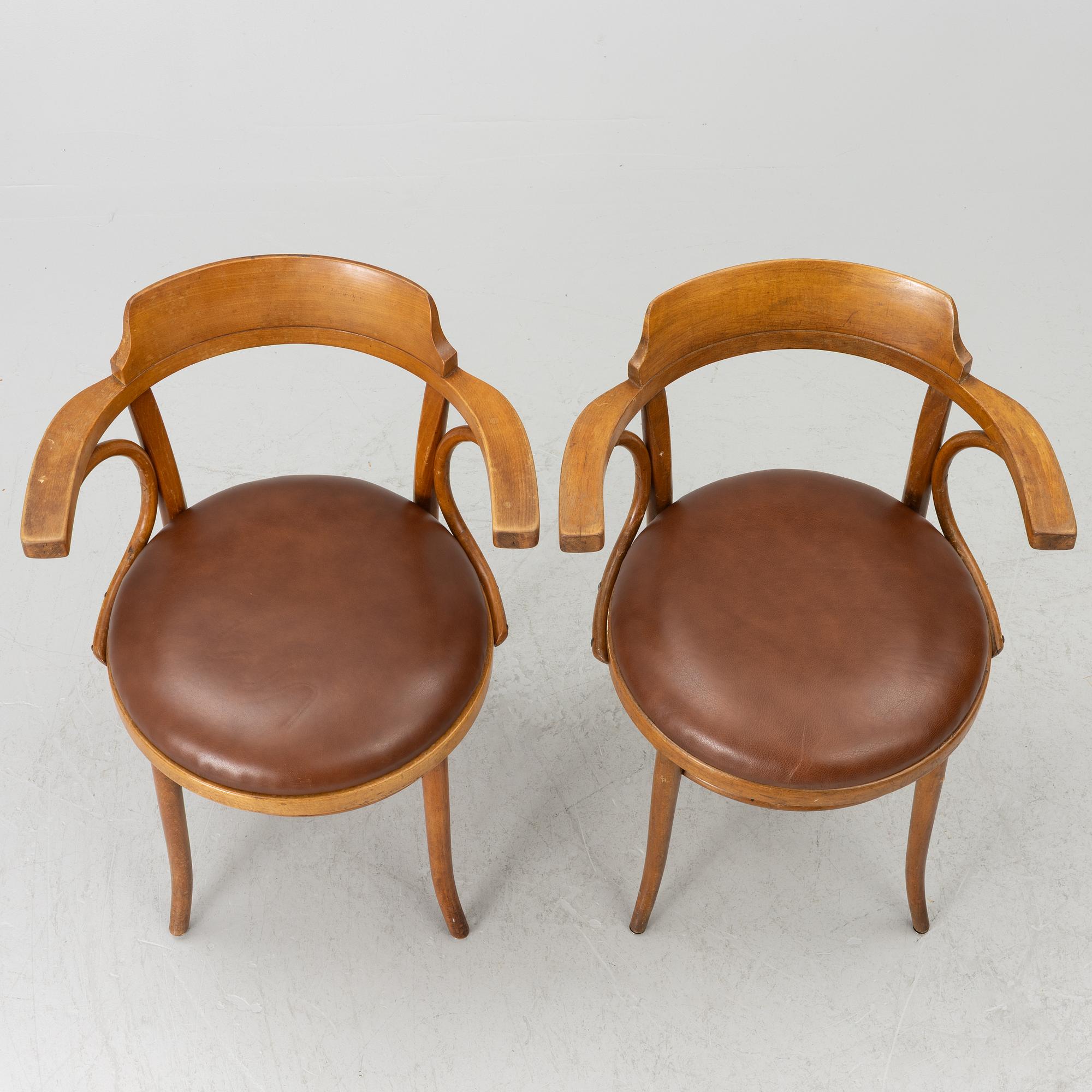 Armchairs, 6, model No. 3, Thonet, first half of the 20th century.