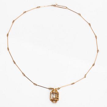 Björn Weckström, "Magic pearl," necklace, cultured pearl, 14K gold, Lapponia 1968.
