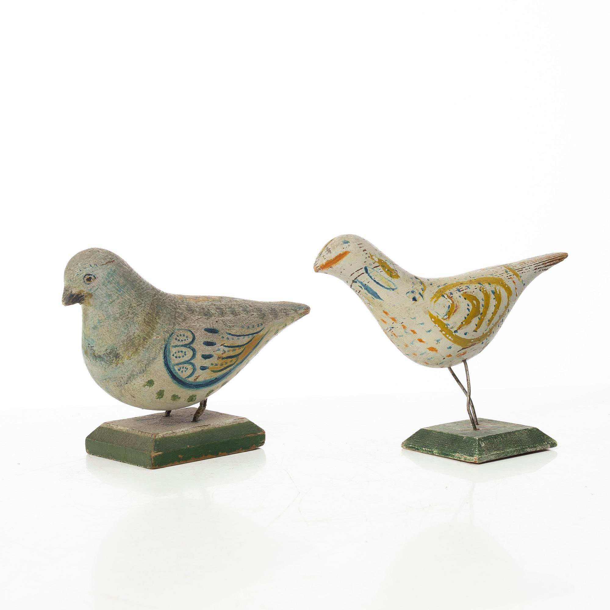 Birds, 2 pcs, folk art, early 20th century.