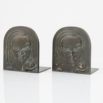 Ystad Brons (Ystad Metall), bokstöd, ett par, Swedish Grace, 1920-30-tal.