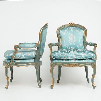 A pair of Swedish Rococo 18th century chairs.
