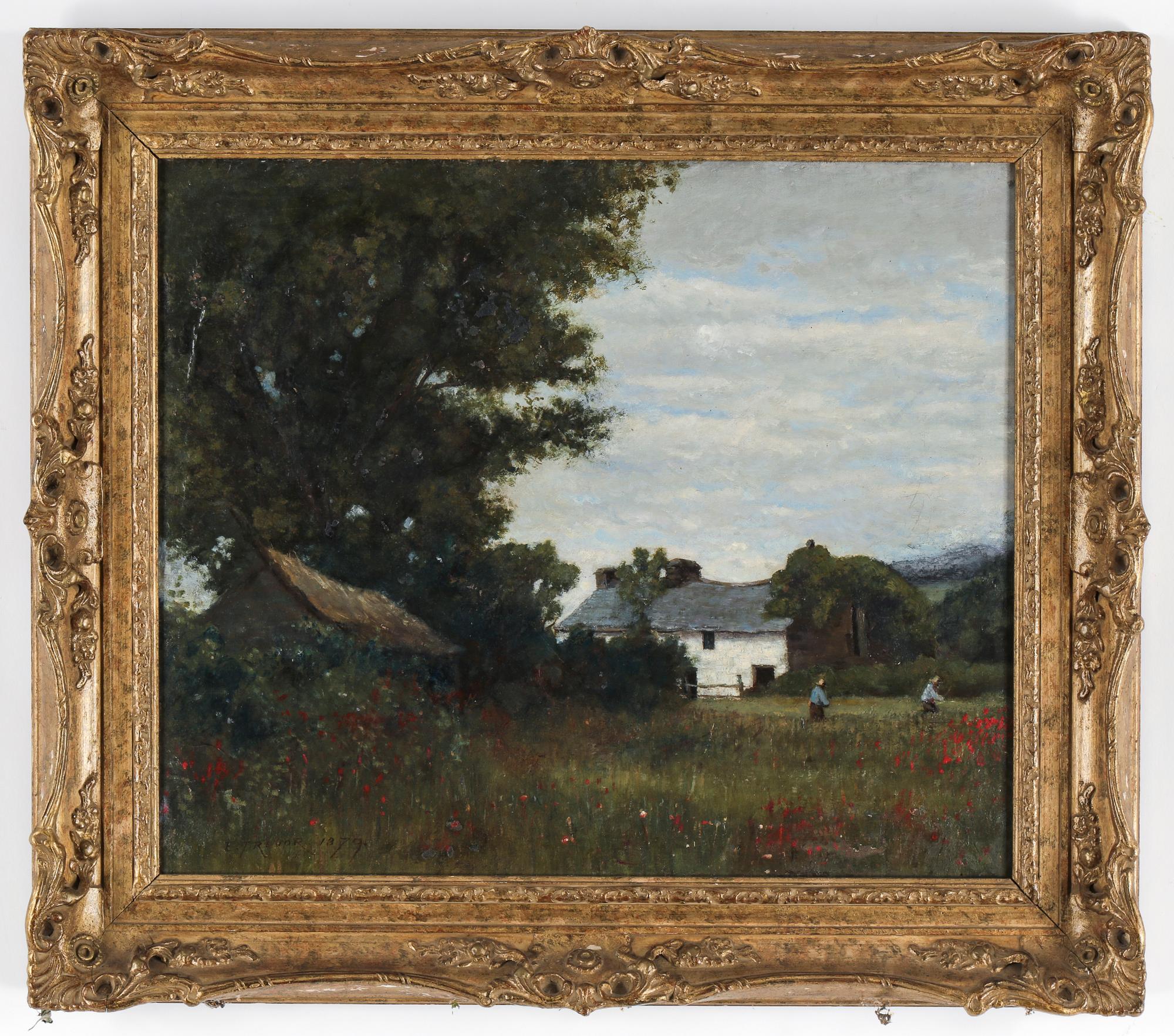 OKÄND KONSTNÄR, olja på duk, England, signerad E Trevor och daterad 1879.