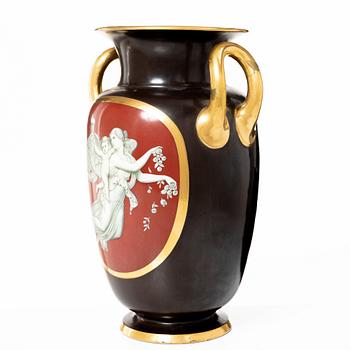 A large Swedish porcelain urn, Gustavsberg, 1866.