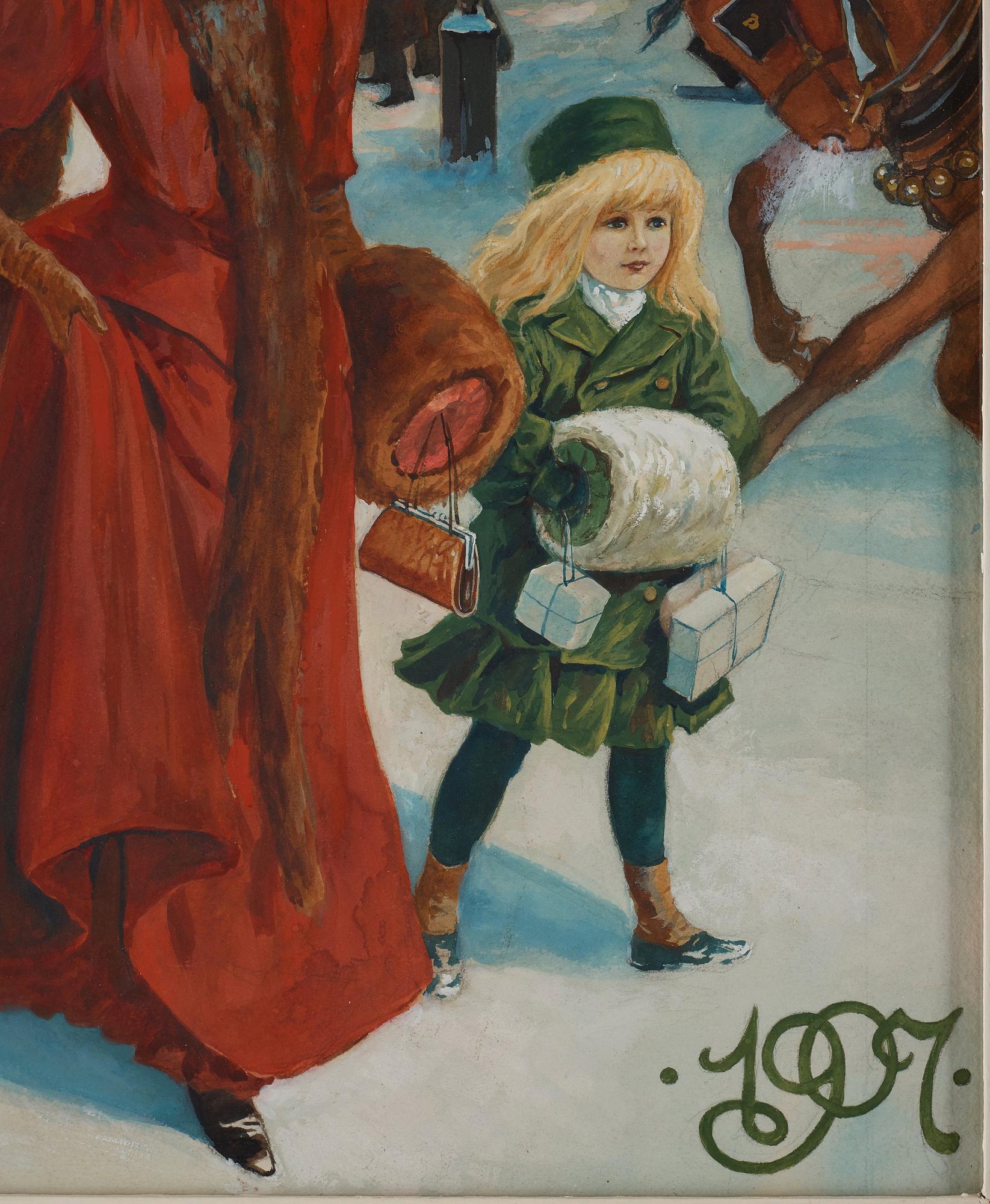 Jenny Nyström, Elegant lady Christmas shopping.