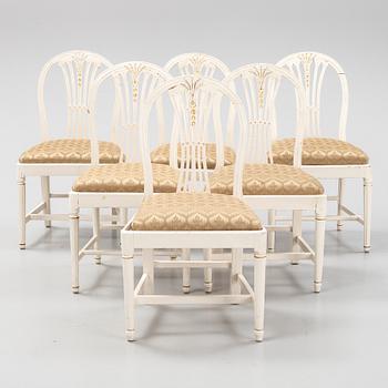 Six late Gustavian chairs, Sweden, first half of the 18th century.