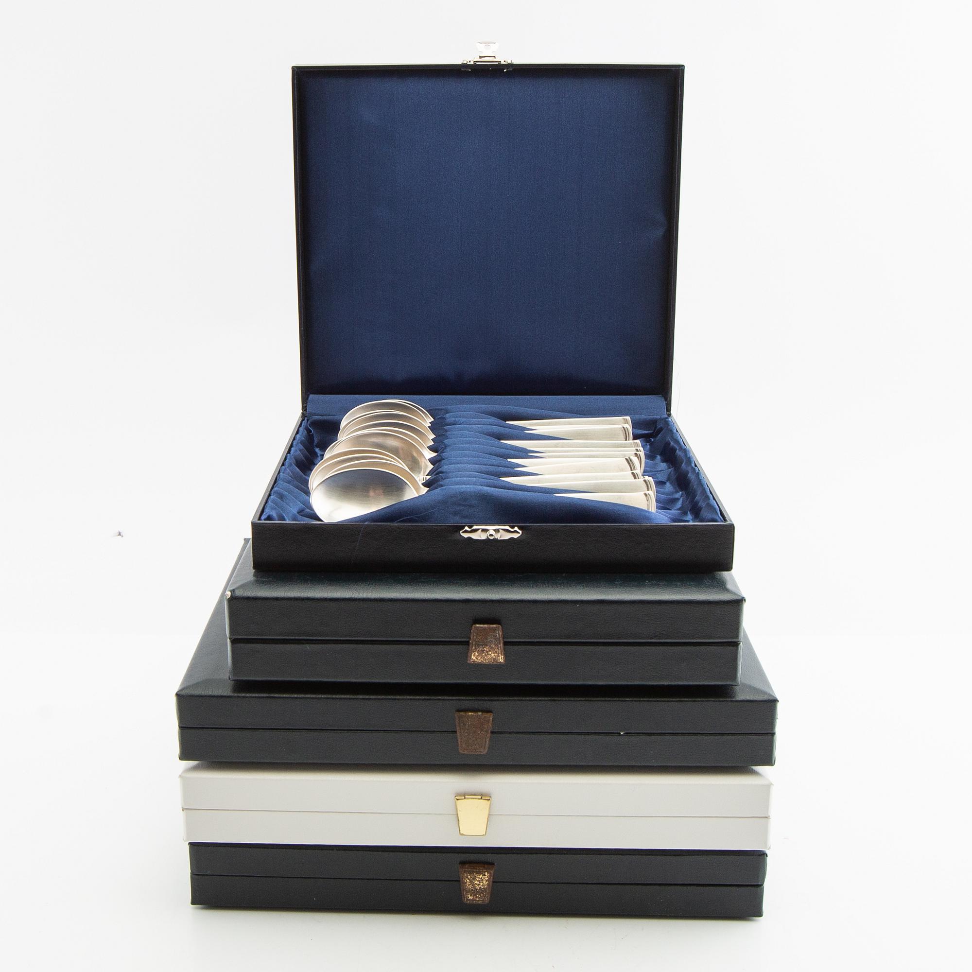 Jacob Ängman, Cutlery approx. 97 dlr "Rosenholm" silver GAB 1990s.