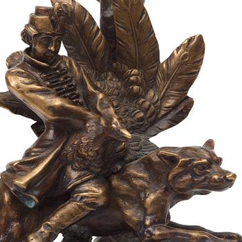 A Russian circa 1870-90 two-light candelabra by sculptor Evgeny Lanceray, founder Karl Berto.