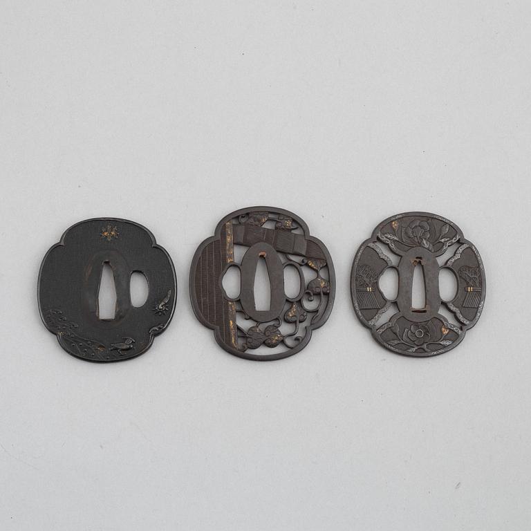 Tsuba, 3 pcs, Japan, mumei, Edo.