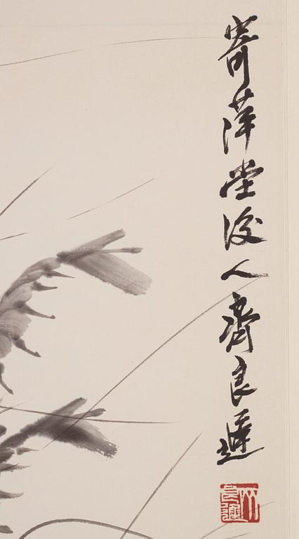 Qi Liangchi (1921-2003), signerad, färg och tusch på papper.