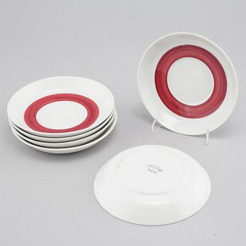 HERTHA BENGTSON, kaffeservis, nio delar, porslin, "Kadett Röd", Rörstrand, formgiven 1954.