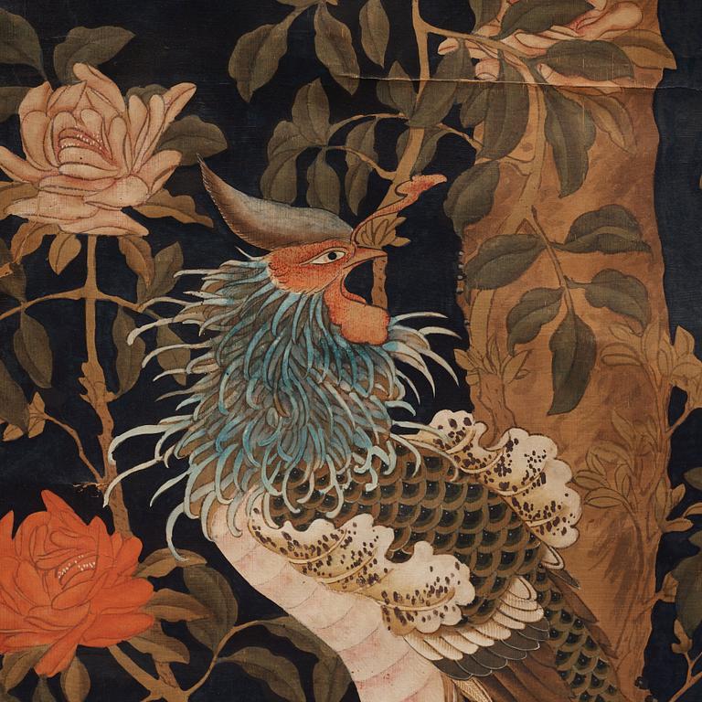 A Chinese wall paper, gouache on paper, Qing dynasty (1644-1912).