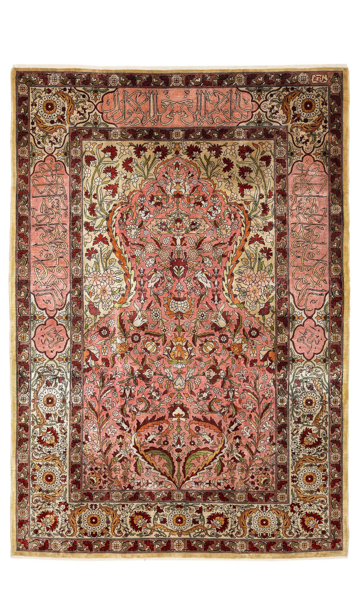 Matta, semiantik silke Hereke, Västra Anatolien, ca 147 x 100 cm.