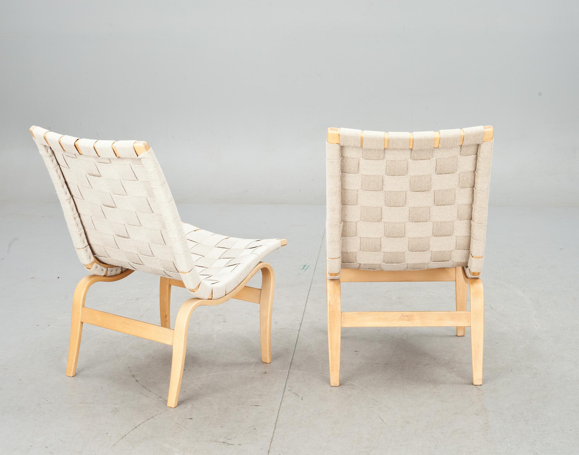 FÅTÖLJER, ett par, "Eva", Bruno Mathsson.