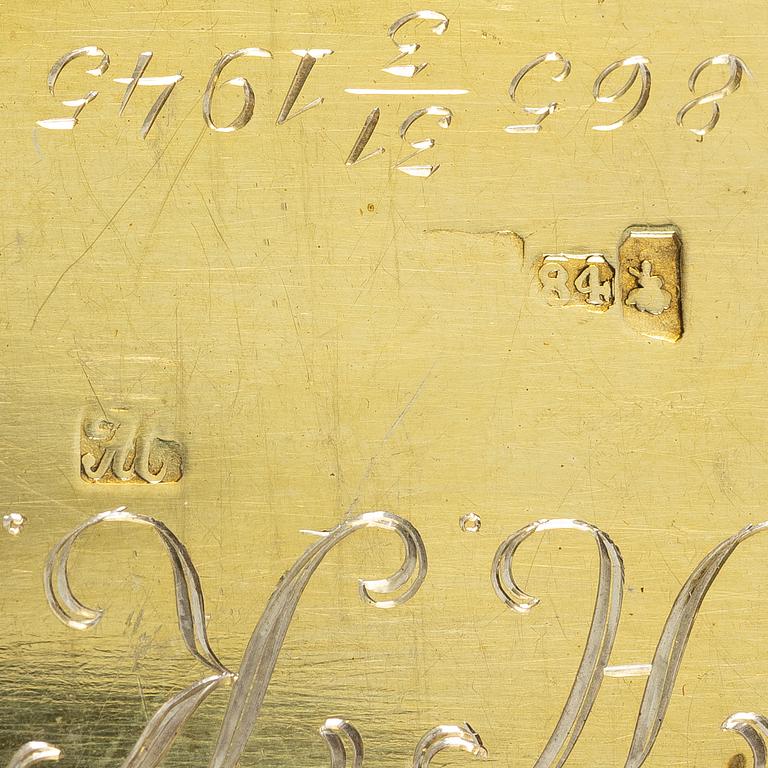 A Russian silver niello cigarette case, silver, Moscow, second half of the 19th century.