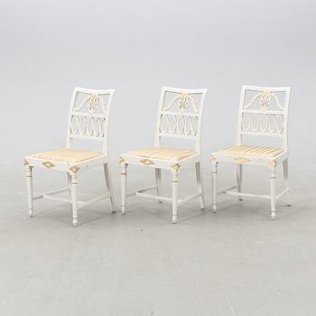 Chairs, 3 pcs, Late Gustavian, Lindome work (one signed IAS (Johannes Andersson 1763-1840)).