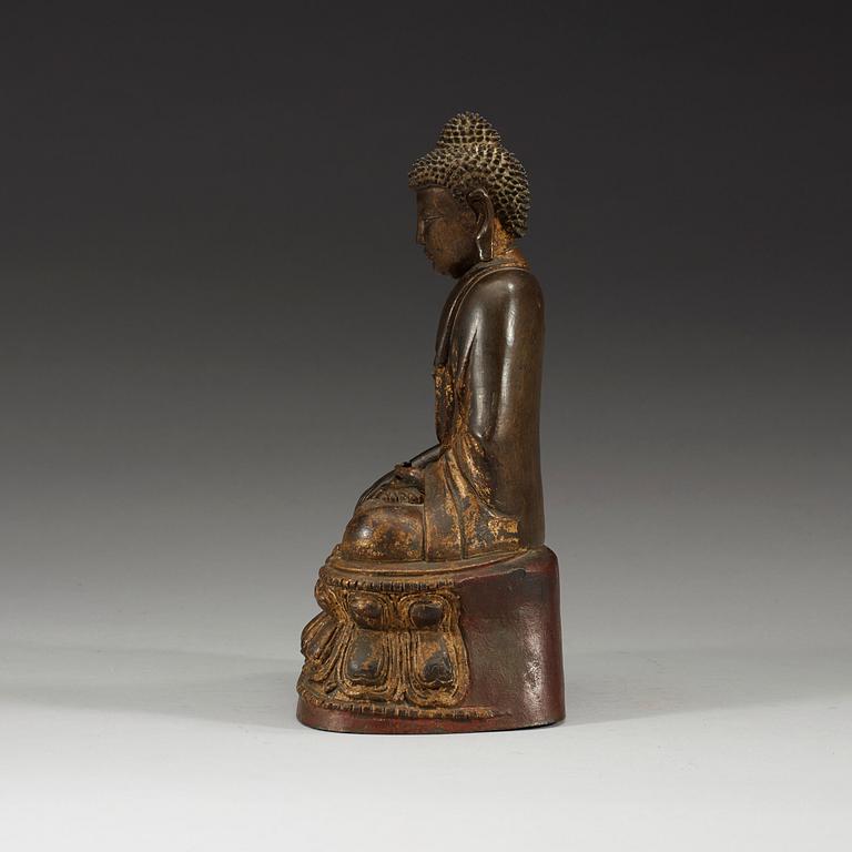 A gilt bronze figure of Buddha Sakyamuni, Ming dynasty (1368-1644).