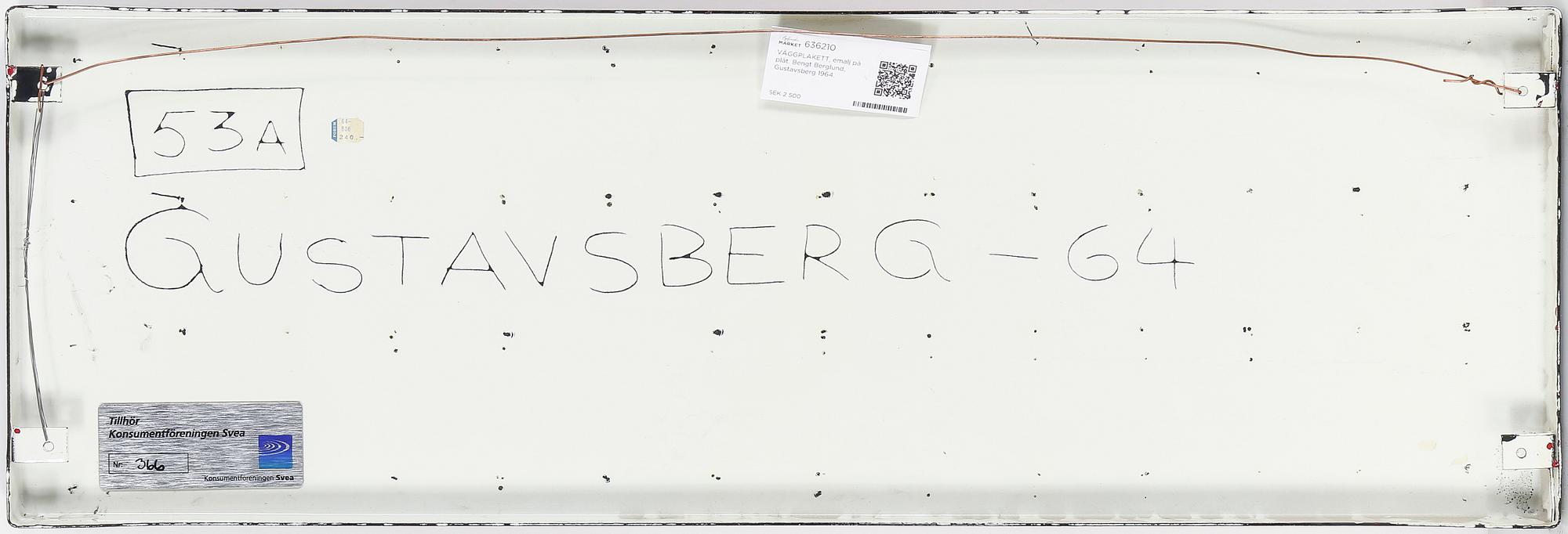 VÄGGPLAKETT, emalj på plåt. Bengt Berglund, Gustavsberg 1964.