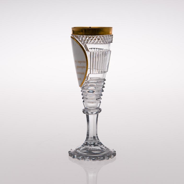 CHAMPAGNEGLAS, Alexander I, kejserliga glasfabriken St. Petersburg, circa 1814.