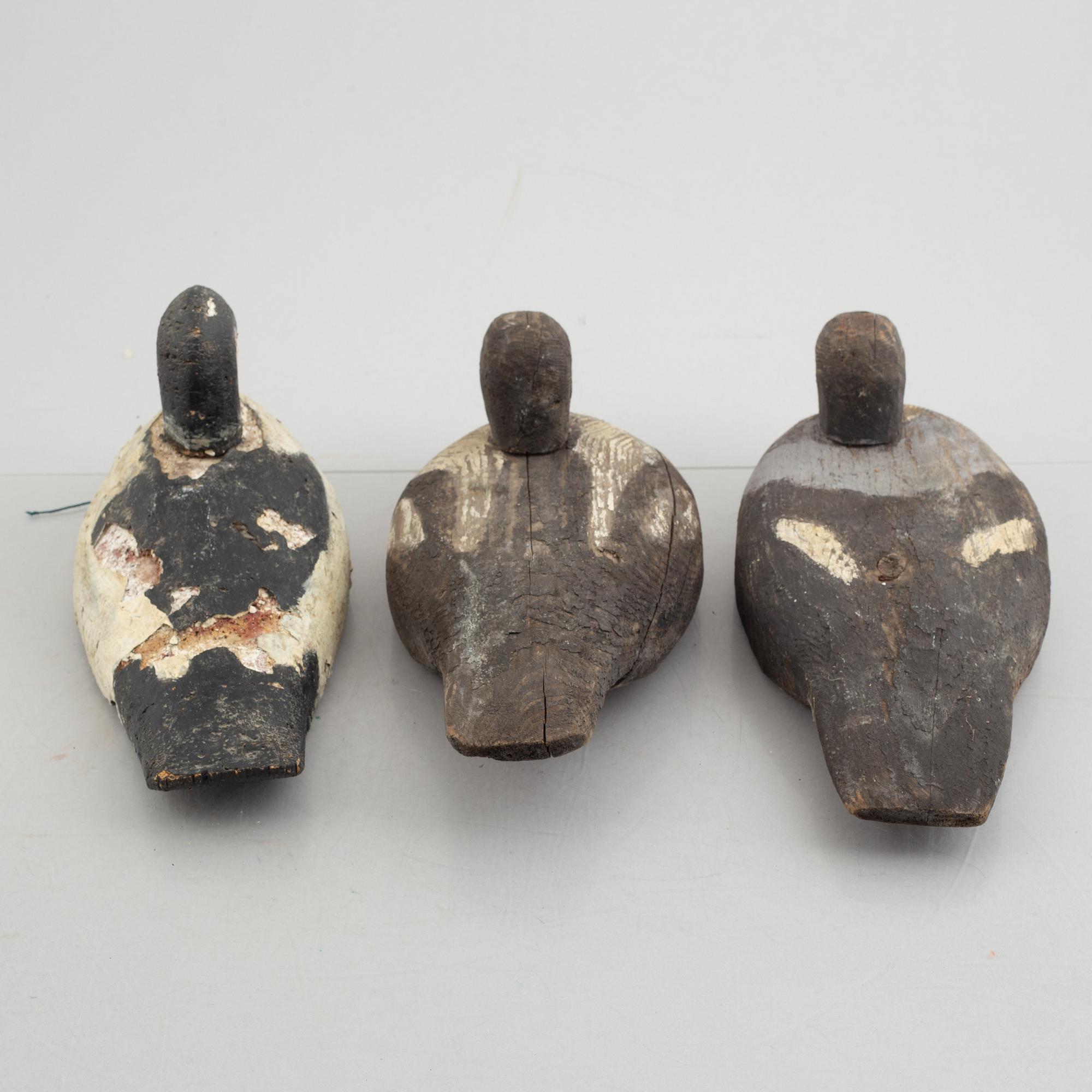 A set of three decoy ducks, early 20th Century.