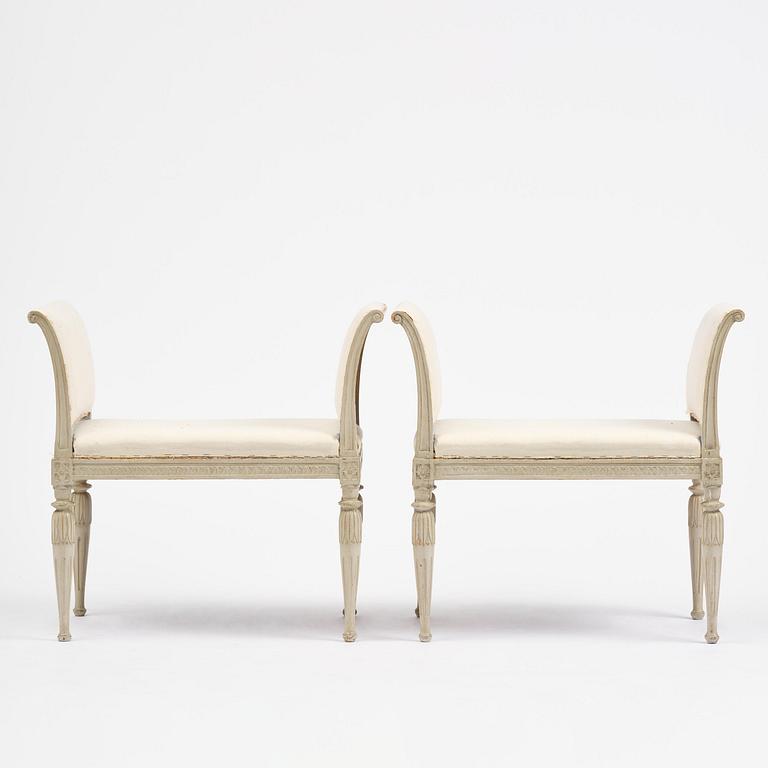 A pair of late Gustavian stools by C. J. Wadström (master in Stockholm 1788-1816).