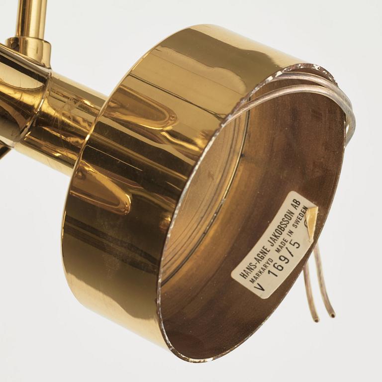 Hans-Agne Jakobsson, vägglampetter, ett par, "Sonata", modell "V169-5", Hans-Agne Jakobsson AB, Markaryd, 1960-70-tal.