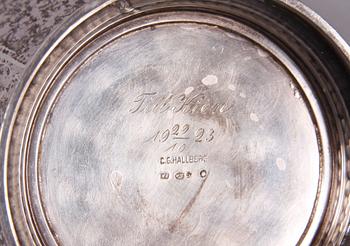 KAFFESERVIS, 3 delar, silver. CG Hallberg 1923. Tot vikt ca 900 gram.