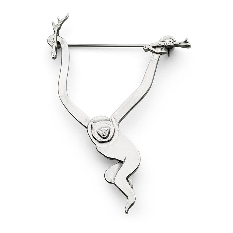 Wiwen Nilsson, a sterling brooch in the shape of a monkey, Lund, Sweden 1959.