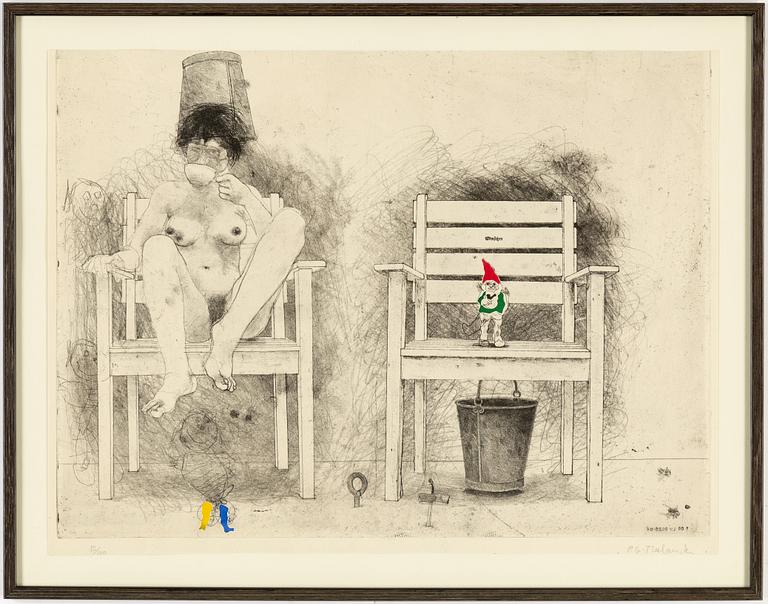 PG THELANDER, etching, in colours, 1975, signed 12/100.