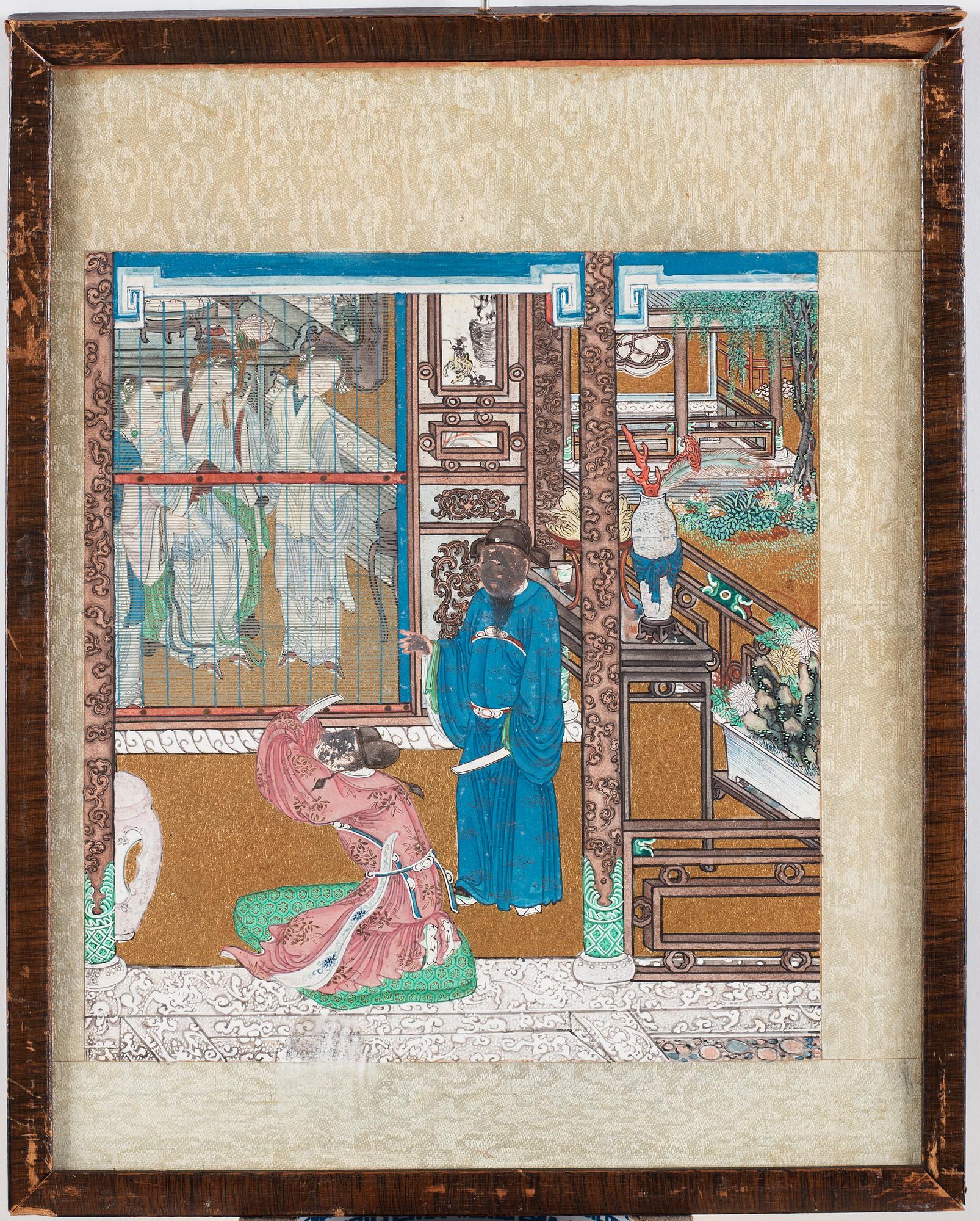 A set of nine Chinese watercolours by unknown artist, 19th Century.