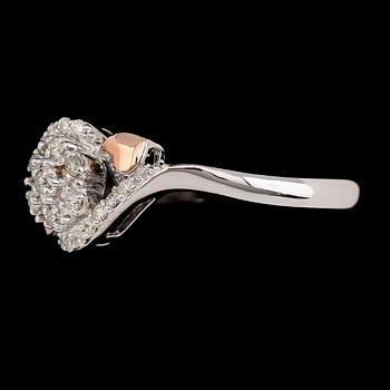 RING, 10K guld/sterling silver och diamanter ca 0.20 ct.