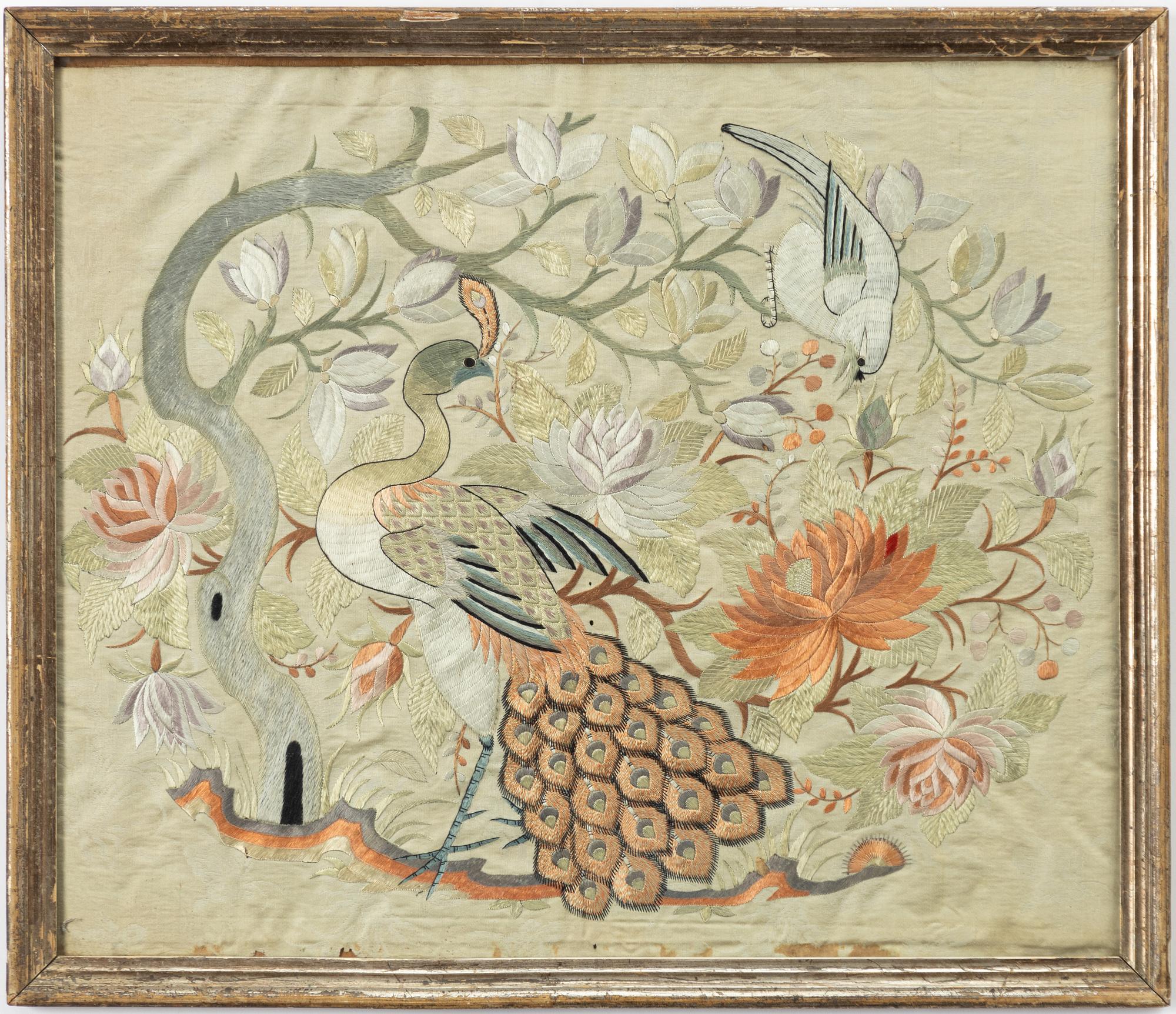 Two silk embroideries, China, circa 1900.