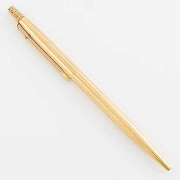 Caran d'Ache, pen, outer casing 18K gold with brilliant-cut diamonds.