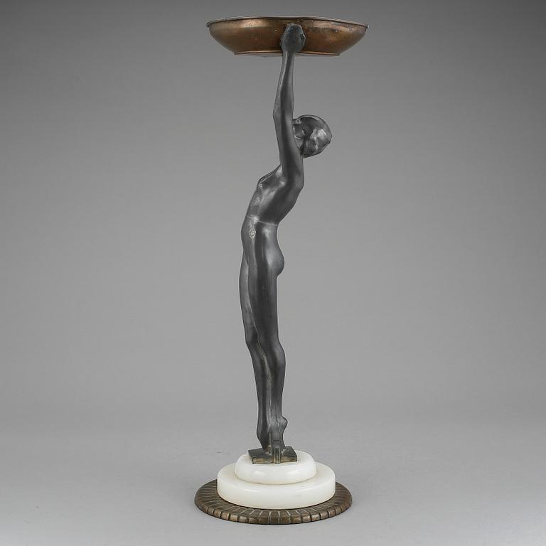 SKULPTUR, tenn och metall, art deco, 1900-talets första hälft.