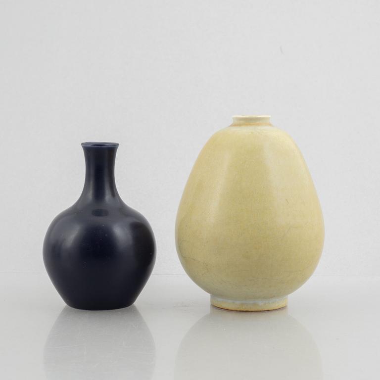 Erich & Ingrid Triller, two stoneware vases, Tobo.