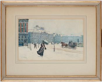 Carl Hedelin, View over Grand Hôtel, scene from Kungsträdgården, Stockholm.