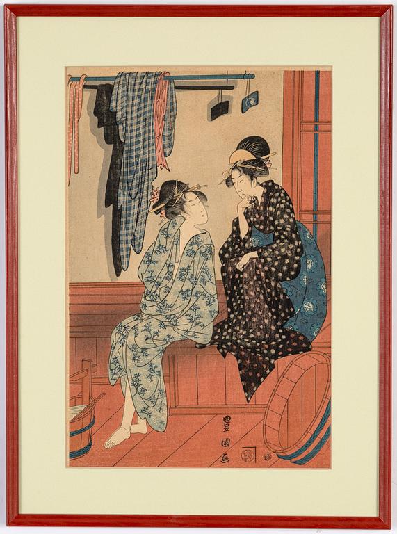 Utagawa School, färgträsnitt, 5st, Japan, 18/1900-tal.