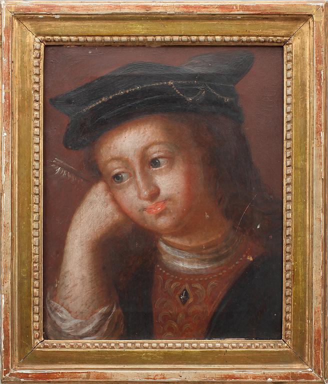 ANDERS EKLUND, tillskriven, olja på duk, föreställande den kvinnliga påven Johanna, signerad á tergo.