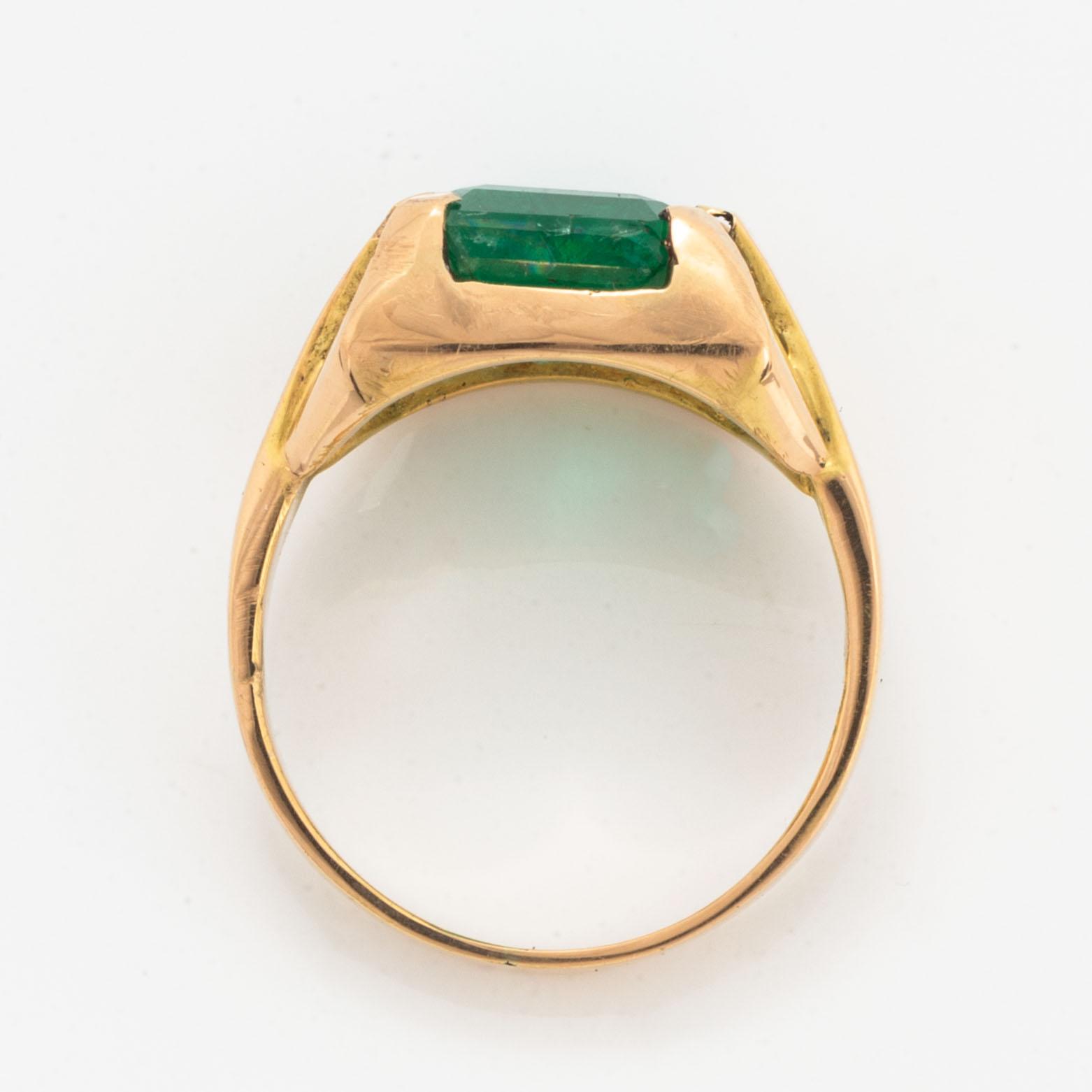 Emerald-cut emerald.